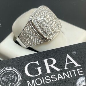 Moissanite sterling silver men's ring size 11